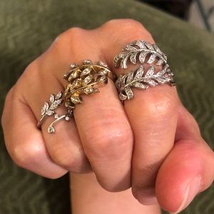 🍃 Set of three fairy leaf wood princess rings 5,6,7
